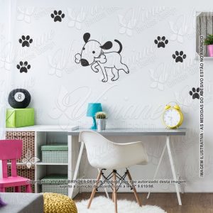 Adesivo decorativo de cachorro patinhas Pet shop M02